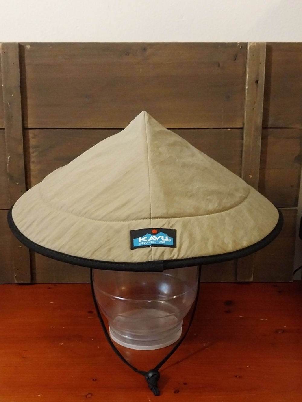 Kavu Tan Chillba   Packable Sun Hat with Black Trim- Adjustable
